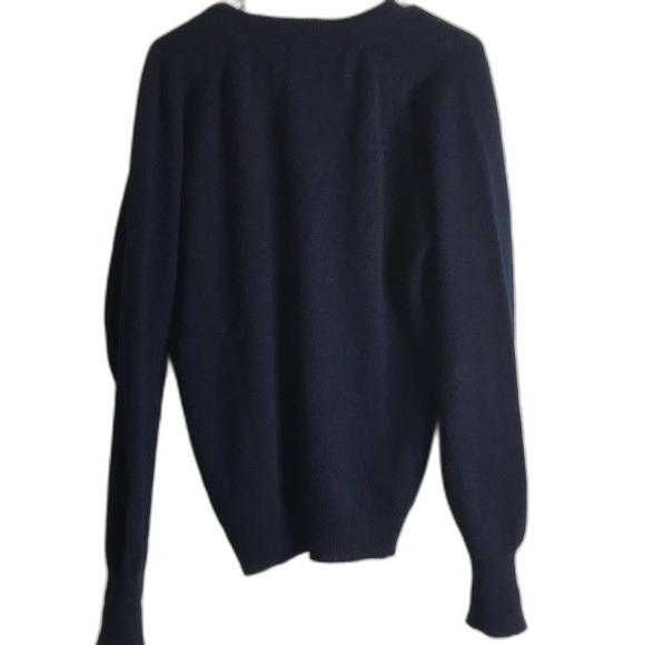Pendleton 100% lambs wool pull over navy blue sweater size medium - Picture 8 of 11